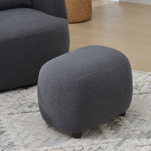 Elmer Bouclé Ottoman - Dark Gray Fabric Ottoman | Decorative Ottoman | Kinwell Furniture | Modern Ottoman Furniture