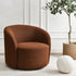 Everitte Bouclé Swivel Barrel Chair - Brown Modern Swivel Chair | Swivel Accent Chairs | Kinwell Furniture | Swivel Armchairs
