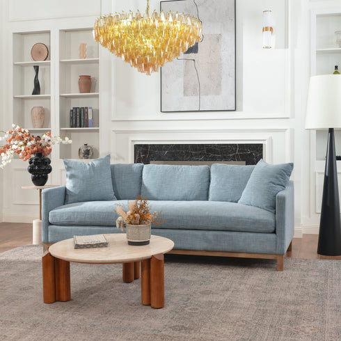 Goose Down Feathers Upholstered Sofa – Blue 3 Seater Sofa | Three Seater Couch | Kinwell Furniture | Modern Upholstered Sofas