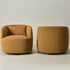 Ashlie Bouclé Swivel Barrel Chair - Brown Modern Swivel Chair | Swivel Accent Chairs | Kinwell Furniture | Swivel Armchairs