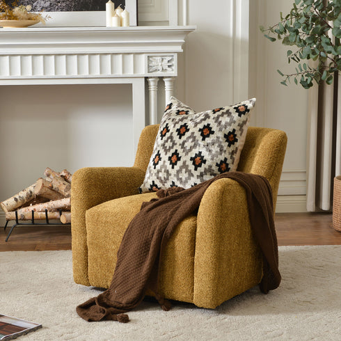 Vestie Chenille Swivel Barrel Chair - Camel Modern Swivel Chair | Swivel Accent Chairs | Kinwell Furniture | Swivel Armchairs