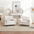Tiziano Tufted Armchair – Ivory Linen Accent Chair with Pillows | Mid-Century Lounge Chair | Kinwell Furniture