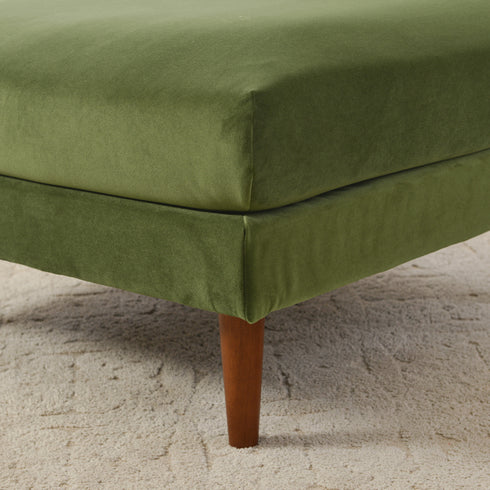 Albert Linen Blend Ottoman – Footrest & Pouf | Living Room Accent Seat | Kinwell Furniture | Contemporary Ottoman | Green
