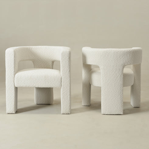 Herbert Modern Bouclé Armchair - Cream Top Rated Accent Chair | Accent Sitting Chairs | Kinwell Furniture | Modern Sitting Room Chairs