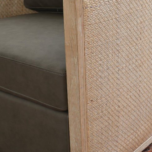 Claude Premium Leather Swivel Cane Chair - Modern Swivel Chair | Swivel Accent Chairs | Kinwell Furniture | Swivel Armchairs