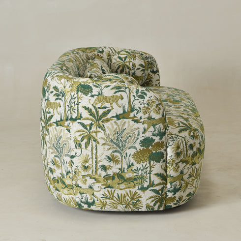 Ashlie Embroidered Fabric Loveseat – Jungle Animal Print Loveseat Sofa | Modern Upholstered Loveseat | Embroidered Fabric Loveseat Sofa | Kinwell Furniture | Two-Seater Accent Sofa | Embroidered Fabric Couch | Living Room Loveseat | Statement Loveseat Sofa