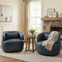 Ashlie Faux Leather Swivel Chair - Navy Blue Swivel Chair | Faux Leather Armchairs | Kinwell Furniture | Modern Swivel Accent Chairs