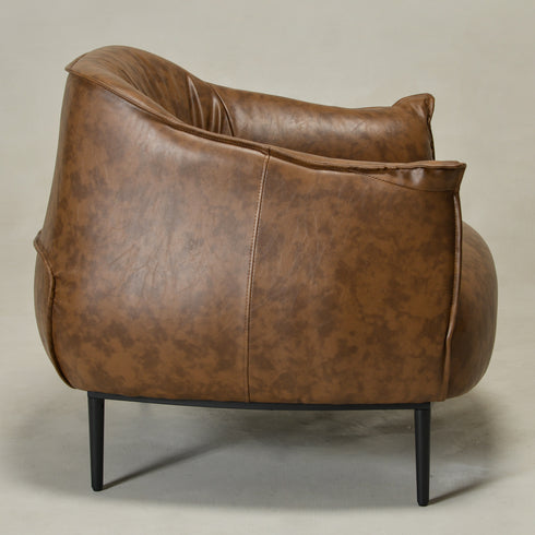 Kadar Leather Barrel Chair-Coffee Modern Leather Chair | Accent Chairs | Kinwell Furniture | Barrel Chairs