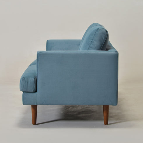 Blue Upholstered Loveseat – Albert Loveseat Sofa | 2-Seater Couch | Kinwell Furniture | Mid-Century Modern, Timeless Design