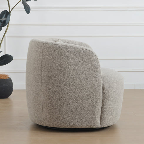 Ashlie Bouclé Swivel Barrel Chair - Taupe Modern Swivel Chair | Swivel Accent Chairs | Kinwell Furniture | Swivel Armchairs