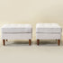 Tiziano Tufted Ottoman – Linen Rectangular Footrest & Accent Seat | Mid-Century Upholstered Pouf | Ivory Ottoman
