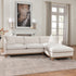 Cream Goose Down Sectional Sofa | L-Shape Down Filled Sectional with Chaise | Cream Upholstered Sectional Sofa | Modern Cream Sectional Couch | Soft Down Sectional Sofa