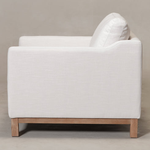 Goose Down Feathers Upholstered Armchair – Cream Square Arm Accent Chair | Plush Feather-Filled Chair | Kinwell Furniture | Cloud-Soft, Timeless Design