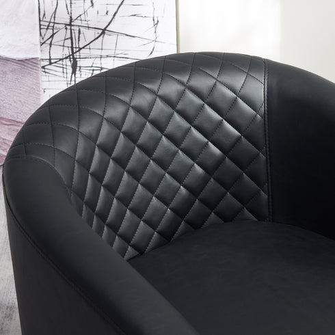 Logan Faux Leather Tufted Swivel Club Chair - Black Modern Swivel Chair | Swivel Accent Chairs | Kinwell Furniture | Swivel Armchairs