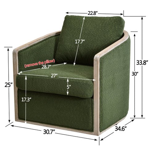 Claude Bouclé Swivel Barrel Chair - Modern Swivel Chair | Swivel Accent Chairs | Kinwell Furniture | Swivel Armchairs