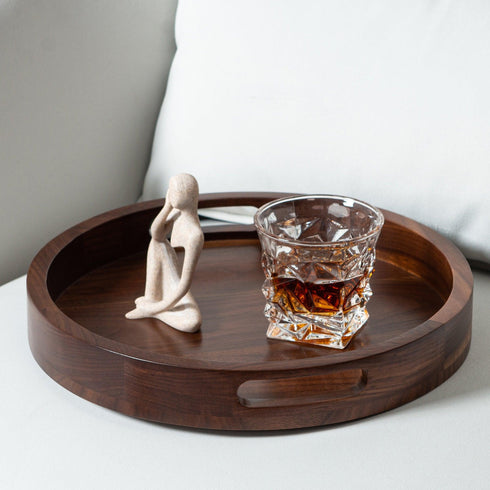 Round Black Walnut Serving Tray - Kinwell Furniture