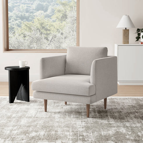 Upholstered Armchair – Gray Square Arm Accent Chair | Performance Fabric Armchair | Kinwell Furniture | Scandinavian, Timeless Design