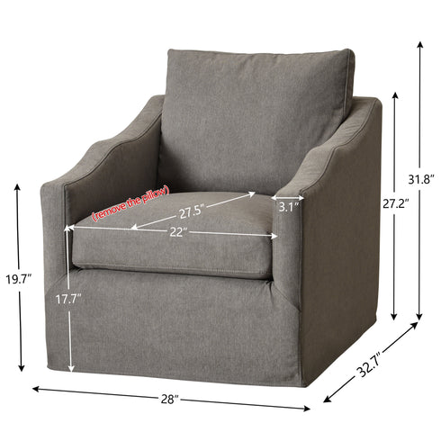 Charles Slipcover Swivel Barrel Chair – Slate Gray Modern Swivel Chair | Slipcover Swivel Chairs | Kinwell Furniture | Swivel Armchairs