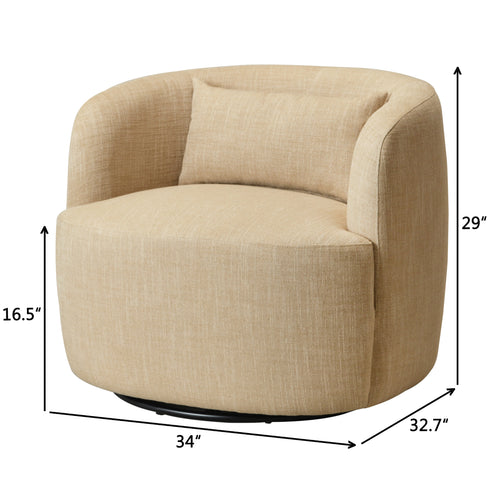 Ashlie Linen Swivel Barrel Chair - Wheat Modern Swivel Chair | Swivel Accent Chairs | Kinwell Furniture | Swivel Armchairs