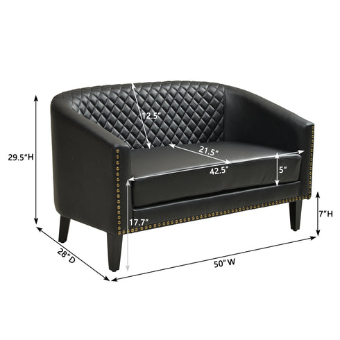 Logan Faux Leather Tufted Loveseat | Fabric Loveseat Couch | Kinwell Furniture | Modern Loveseats & Comfortable Loveseat Sofa Couches