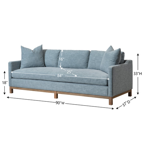 Goose Down Feathers Upholstered Sofa – Blue 3 Seater Sofa | Three Seater Couch | Kinwell Furniture | Modern Upholstered Sofas