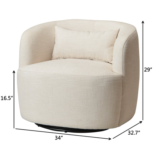 Ashlie Linen Swivel Barrel Chair - Ivory Modern Swivel Chair | Swivel Accent Chairs | Kinwell Furniture | Swivel Armchairs