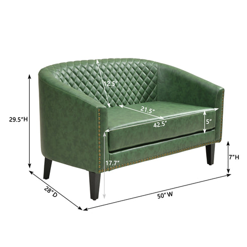 Logan Faux Leather Tufted Loveseat | Fabric Loveseat Couch | Kinwell Furniture | Modern Loveseats & Comfortable Loveseat Sofa Couches