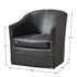 Lawton Faux Leather Tufted Swivel Chair – Black Industrial Modern Swivel Chair | Faux Leather Office & Lounge Chair | Kinwell Furniture | High Back Chair