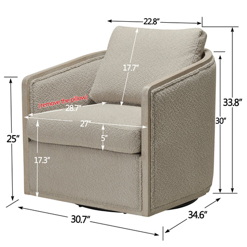 Claude Performance Linen Fabric Swivel Chair - Classic Swivel Armchair | Durable Linen Accent Chair | Kinwell Furniture | 360-Degree Swivel Chair