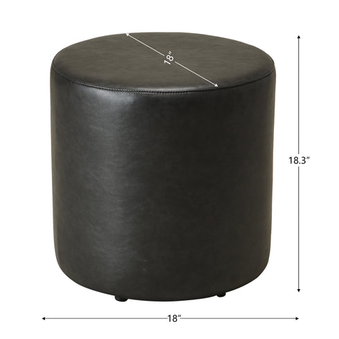 Elof Faux Leather Ottoman - Elegant Round Ottoman | Multi-Functional Footrest | Kinwell Furniture | Modern Living Room Decor