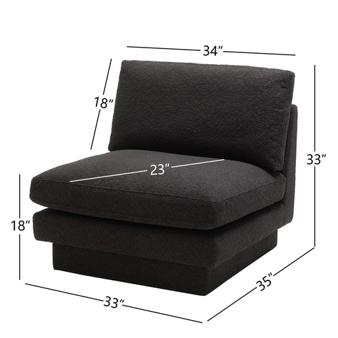 Montyne Bouclé Armless Chair - MCM Accent Chair | Accent Side Chairs | Kinwell Furniture | Leather Accent Chairs & Barrel Accent Chairs