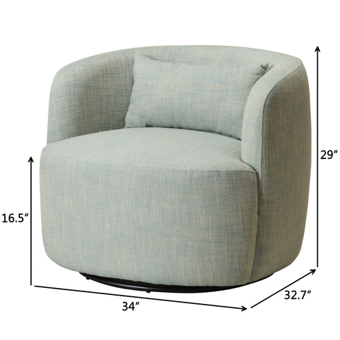 Ashlie Linen Swivel Barrel Chair - Light Green Modern Swivel Chair | Swivel Accent Chairs | Kinwell Furniture | Swivel Armchairs