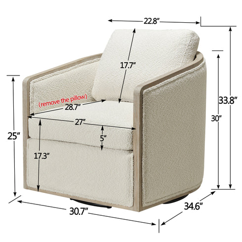 Claude Bouclé Swivel Barrel Chair - Cozy Modern Swivel Chair | Swivel Accent Chair for Living Room | Kinwell Furniture | Swivel Armchair with Bouclé Fabric