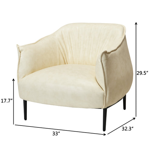 Kadar Leather Barrel Chair-White Modern Leather Chair | Accent Chairs | Kinwell Furniture | Barrel Chairs