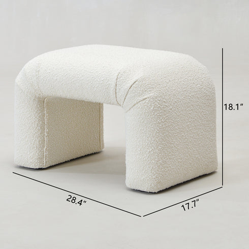 Norris Bouclé Ottoman - Fabric Ottoman | Decorative Ottoman | Kinwell Furniture | Modern Ottoman Furniture