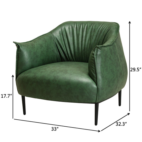 Kadar Leather Barrel Chair-Green Modern Leather Chair | Accent Chairs | Kinwell Furniture | Barrel Chairs