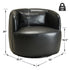 Ashlie Leather Swivel Barrel Chair - Black Accent Swivel Chair | Swivel Chairs for Living Rooms | Kinwell Furniture | Top Swivel Chairs