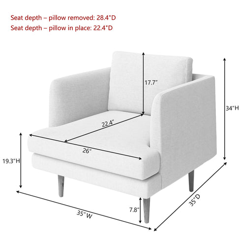 Upholstered Armchair – Cream Square Arm Accent Chair | Performance Fabric Armchair | Kinwell Furniture | Scandinavian, Timeless Design