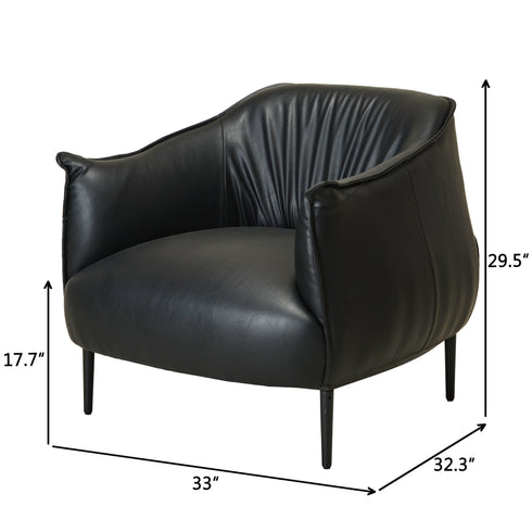 Kadar Leather Barrel Chair-Black Modern Leather Chair | Accent Chairs | Kinwell Furniture | Barrel Chairs