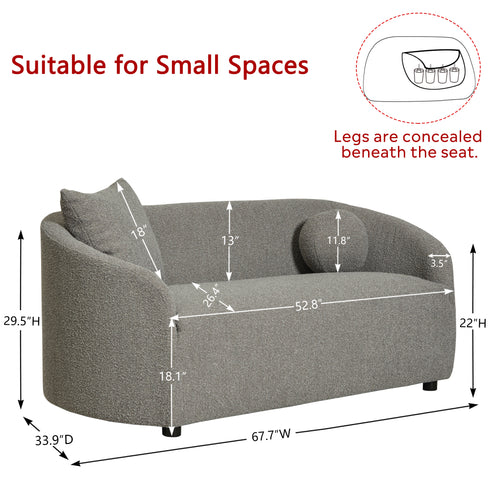 Susie Premium Bouclé Loveseat |Gray Loveseat | Loveseat Couch | Kinwell Furniture | Modern Loveseats & Comfortable Loveseat Sofa Couches