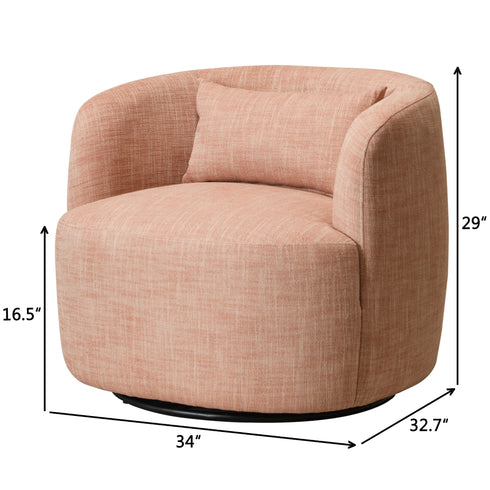 Ashlie Linen Swivel Barrel Chair - Coral Modern Swivel Chair | Swivel Accent Chairs | Kinwell Furniture | Swivel Armchairs