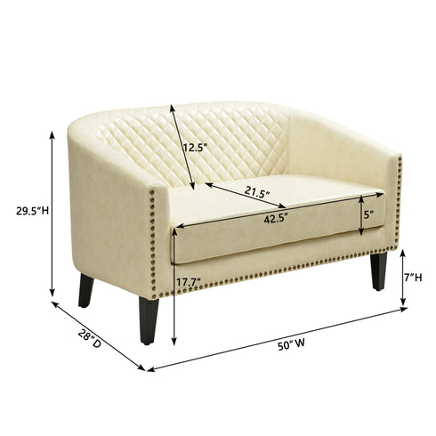 Logan Faux Leather Tufted Loveseat | Fabric Loveseat Couch | Kinwell Furniture | Modern Loveseats & Comfortable Loveseat Sofa Couches