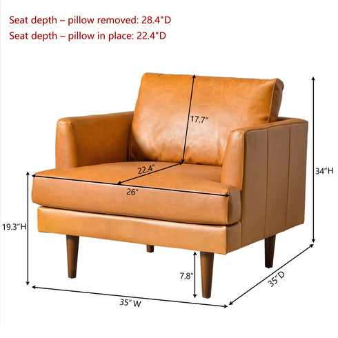 Samuel Tapered Arm Leather Chair
