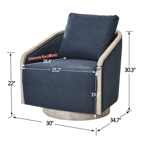 Barnett Swivel Barrel Chair - Navy Modern Swivel Chair | Swivel Accent Chairs | Kinwell Furniture | Swivel Armchairs