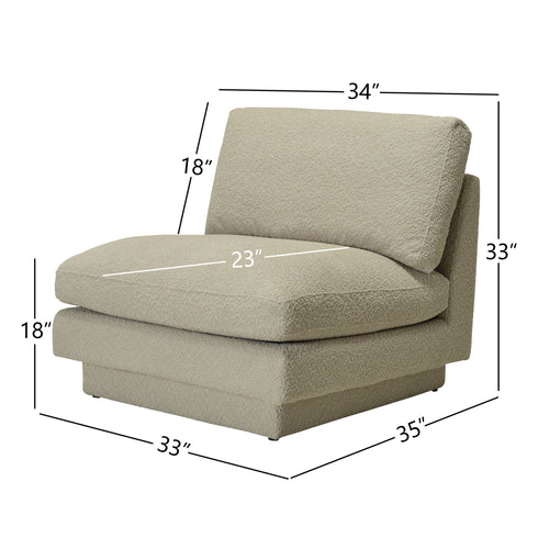Montyne Armless Bouclé Chair - Soft Oatmeal Upholstery | Cozy Neutral Accent Chair | Kinwell Furniture | Modern Home Chairs