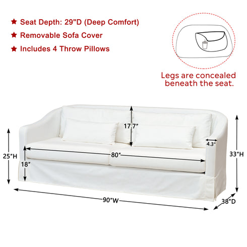 Herman Performance Fabric Slipcovered Sofa - 3 Seater Sofa | Three Seater Couch | Kinwell Furniture | Modern 3 Seater Sofas