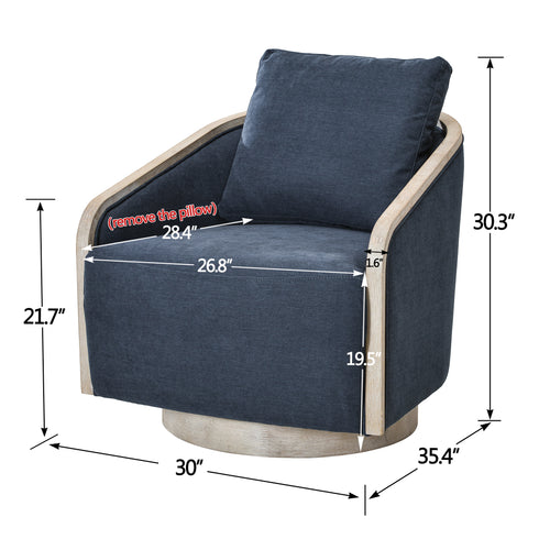 Barnett Swivel Barrel Chair - Navy Modern Swivel Chair | Swivel Accent Chairs | Kinwell Furniture | Swivel Armchairs