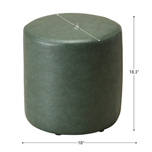 Elof Faux Leather Ottoman - Versatile Leather Footrest | Round Pouf Table | Kinwell Furniture | Timeless Modern Style