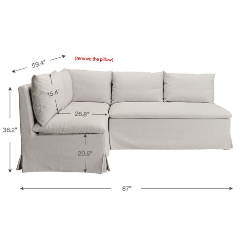Nelly Performance L-Shape Banquette - Light Gray Modern L-Shape Banquette | L-Shape Banquette Seating | Kinwell Furniture | Modular Dining Banquette Set