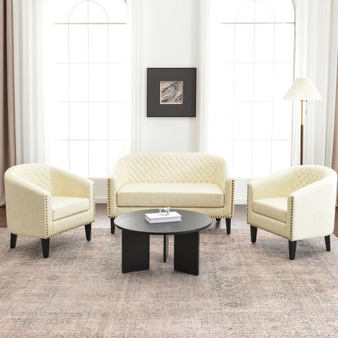 Logan Faux Leather Tufted Loveseat | Fabric Loveseat Couch | Kinwell Furniture | Modern Loveseats & Comfortable Loveseat Sofa Couches